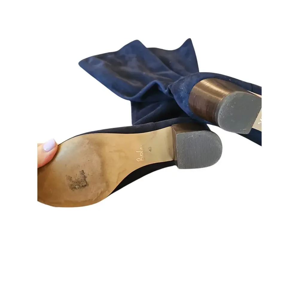 Boden 41  Round Toe Stretch Boots in navy blue suede sz 9 riding boots $220
